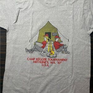 Gray Graphic T-Shirt with Camp Kegger Tournament Print